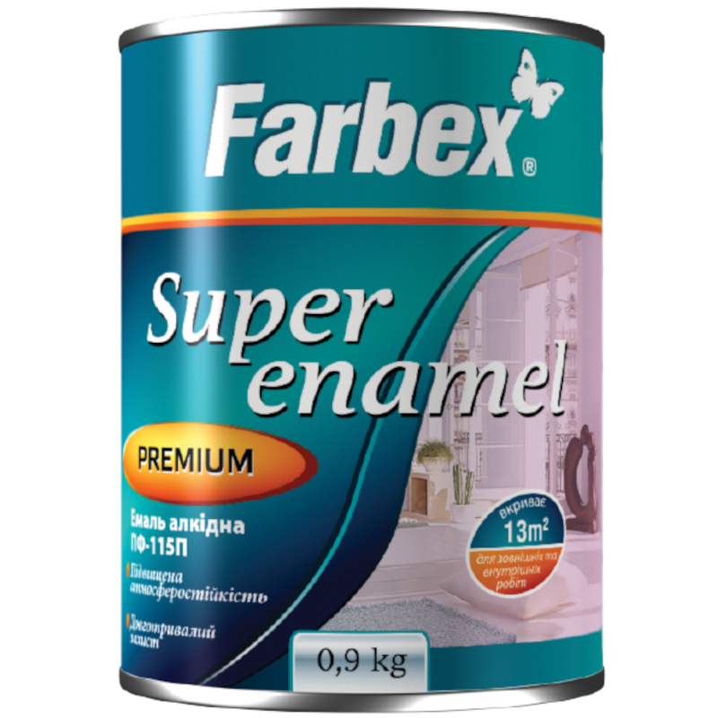 Емаль алкідна FARBEX ПФ-115П, глянець 0,9кг